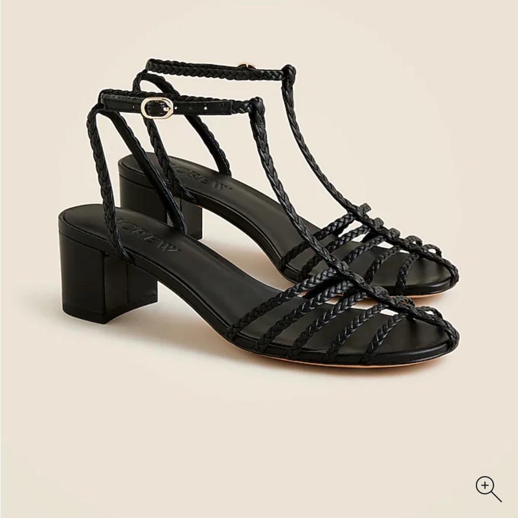 J. Crew Shay Braided-Strap Block-Heel Sandals In Leather